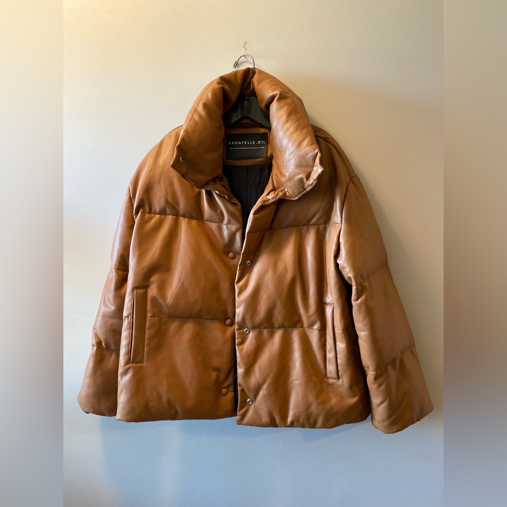 BAGATELLE NYC Oversize Faux Leather Puffer Jacket